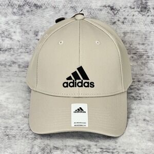 NWT Adidas Men's Decision 3 Baseball Hat Khaki Logo Aeroready Adjustable OSFM